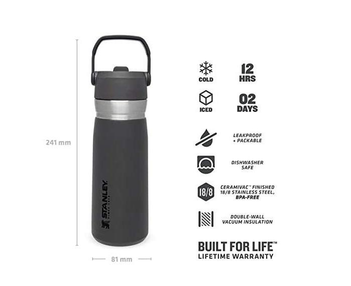 THE ICEFLOW FLİP STRAW WATTER BOTTLE 0,65 L - SİYAH