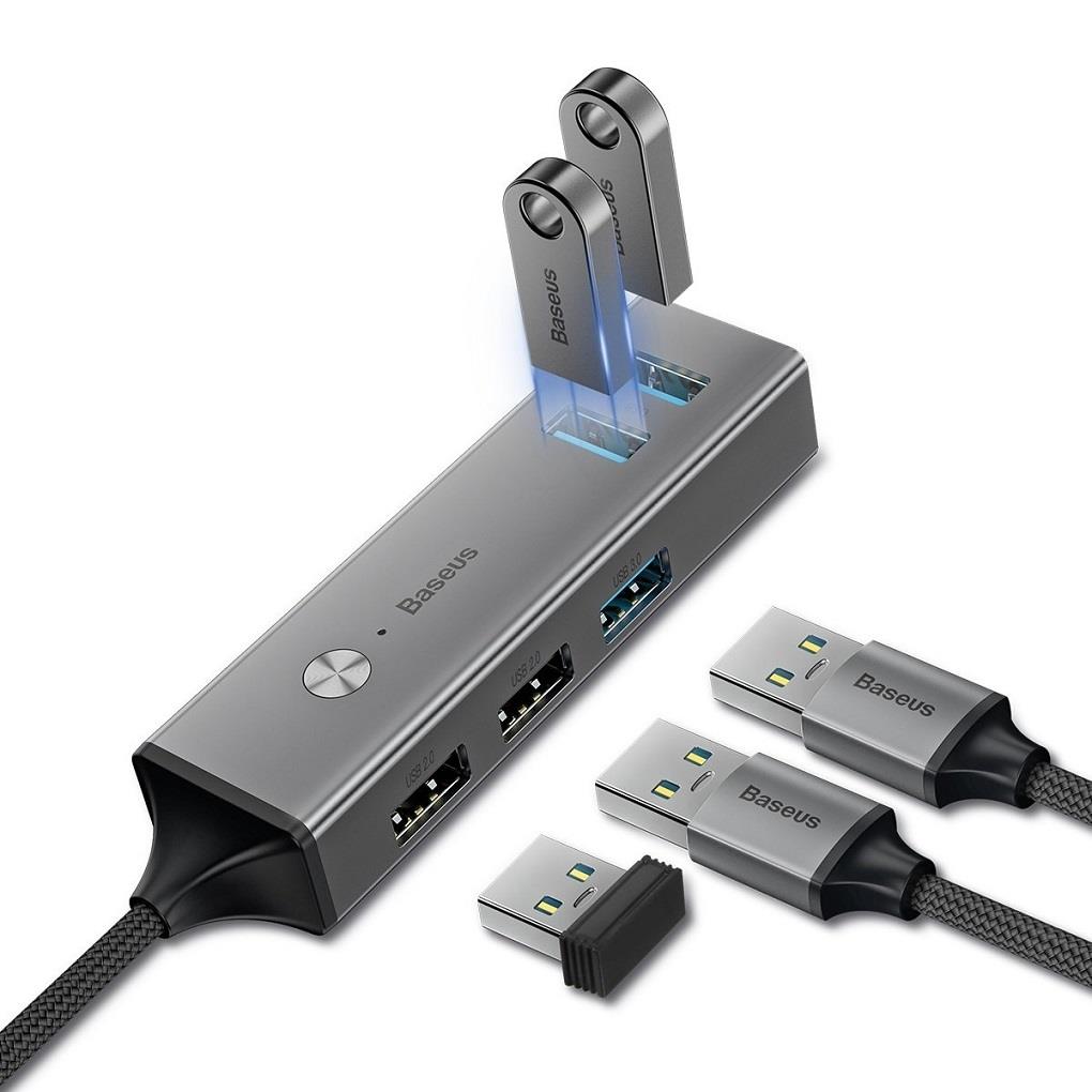 BASEUS CUBE TYPE-C - USB3.0*3+USB2.0*2  HUB ADAPTÖR KOYU GRİ
