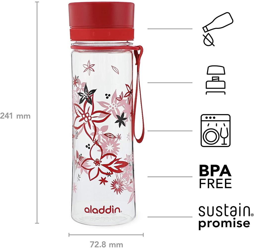 AVEO WATER BOTTLE - 0.6L SU ŞİŞESİ - RED WİTH PRİNT