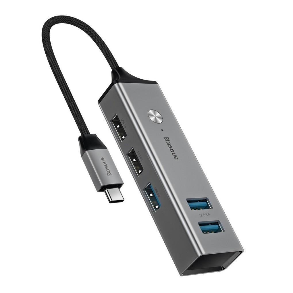 BASEUS CUBE TYPE-C - USB3.0*3+USB2.0*2  HUB ADAPTÖR KOYU GRİ
