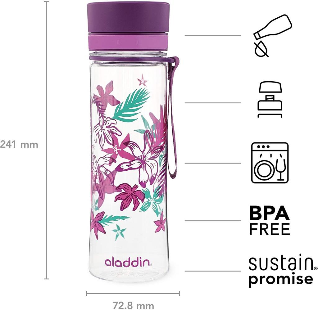 AVEO WATER BOTTLE - 0.6L SU ŞİŞESİ - MOR WİTH PRİNT